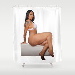 Naked woman, erotica, curvy female body water colour artwork Shower Curtain