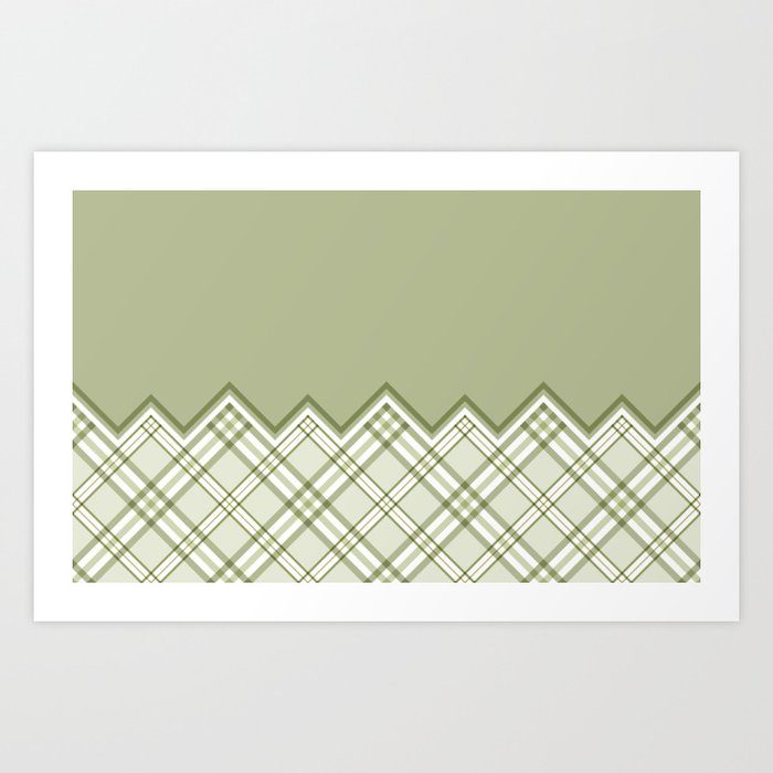 Sage green plaid tartan pattern Art Print