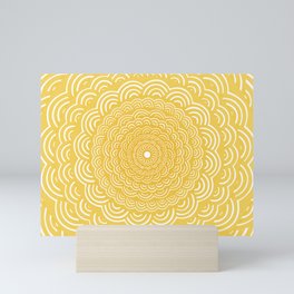 Spiral Mandala (Yellow Golden) Curve Round Rainbow Pattern Unique Minimalistic Vintage Zentangle Mini Art Print