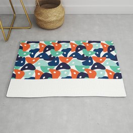 Rolly Polly Fish Heads Blue Rug