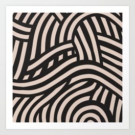 Black tribal stripe pattern var 7 Art Print