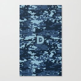 Personalized D Letter on Blue Military Camouflage Air Force Design, Veterans Day Gift / Valentine Gift / Military Anniversary Gift / Army Birthday Gift iPhone Case Canvas Print