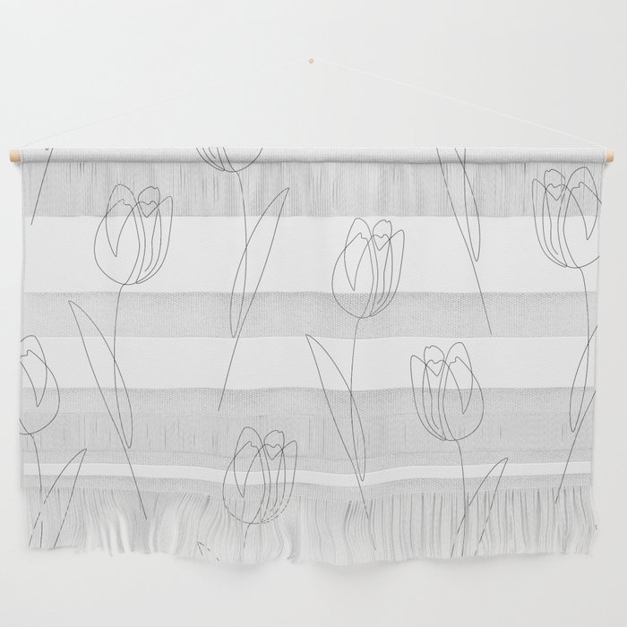 White Tulip / single flower line drawing Wall Hanging