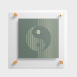 Geometric Lines Ying and Yang I in Forest Sage Floating Acrylic Print