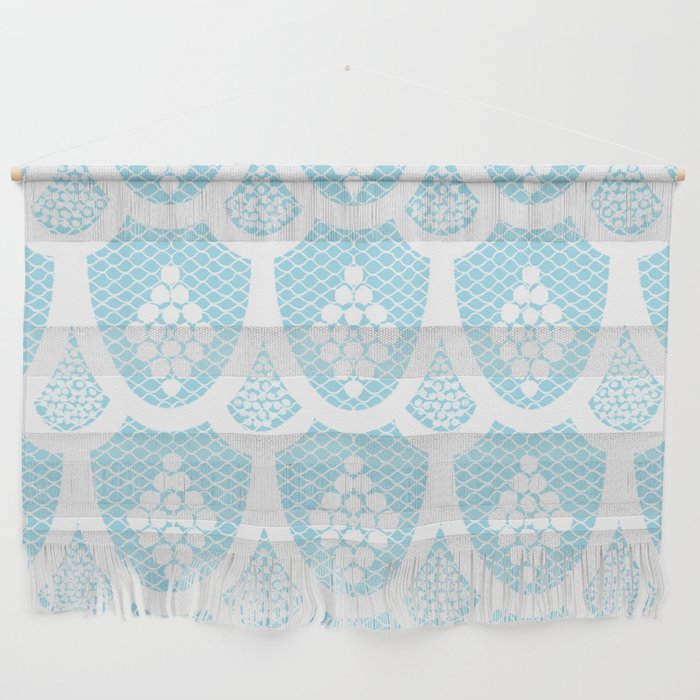 Palm Springs Poolside Retro Blue Lace Wall Hanging