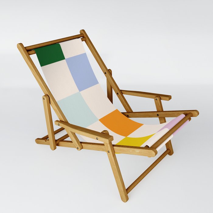 Retro Rainbow Checkerboard  Sling Chair