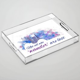 Musical world tour with city skyline watercolor doodle	 Acrylic Tray