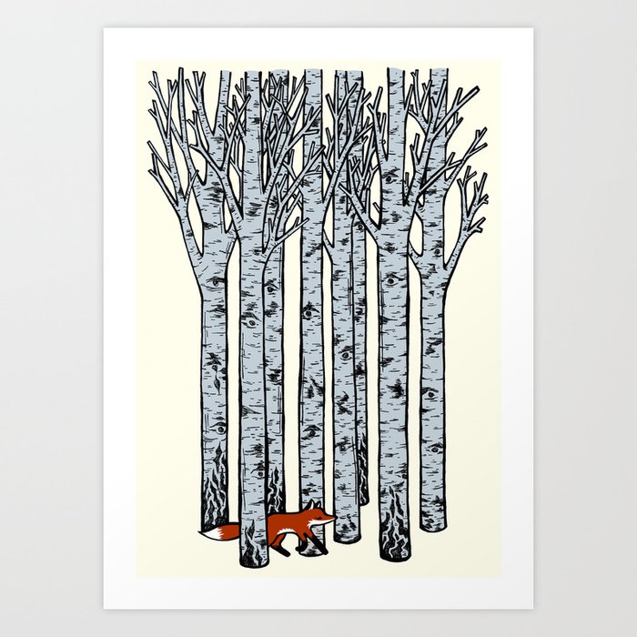 Fox in the Birches Art Print