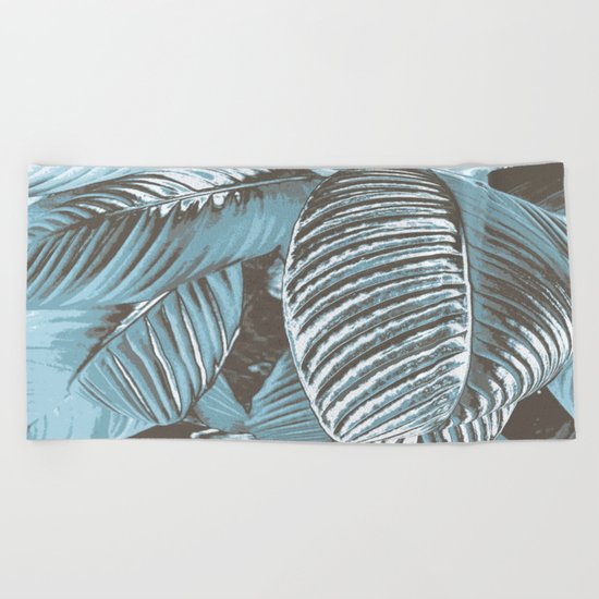 Sea-blue Leaves Beach Towel