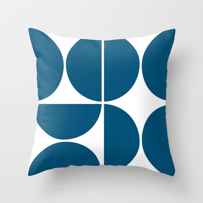Mid Century Modern Blue Square Throw Pillow