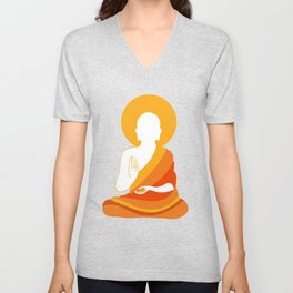 Lord Buddha Illustration V Neck T Shirt