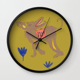 Coyote & Blue Flowers Wall Clock