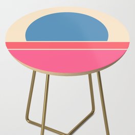 Sunberry - Minimalistic Sunset Colorful Retro Geometric Design Art Pattern Side Table