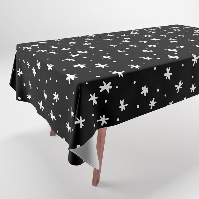 Stars and dots - black and white Tablecloth