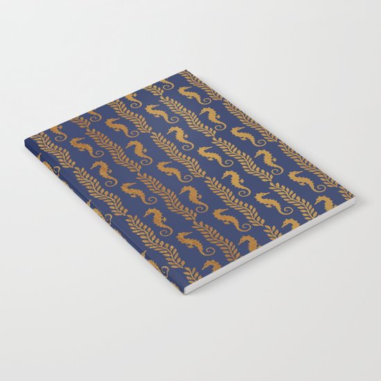 Nautical gold seahorse Notebook