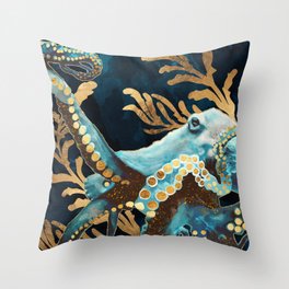 Indigo Octopus Throw Pillow