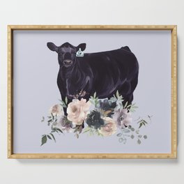 Angus Heifer with Lavender Floral  Serving Tray