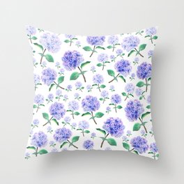 purple blue hydrangea pattern Throw Pillow