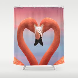 I Heart Flamingos Shower Curtain