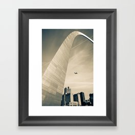 Skybound Over Saint Louis Through The Gateway Arch - Sepia Edition Framed Art Print