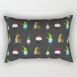 Christmas Gnomes on Black Rectangular Pillow
