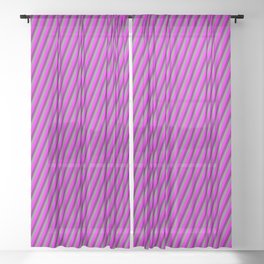 [ Thumbnail: Fuchsia, Purple & Grey Colored Lines Pattern Sheer Curtain ]