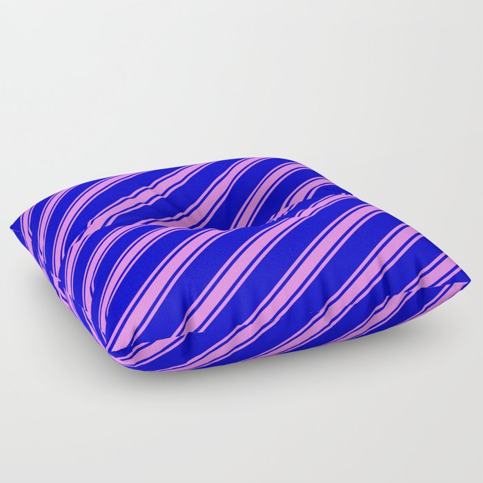 Blue and Violet Colored Stripes/Lines Pattern Floor Pillow