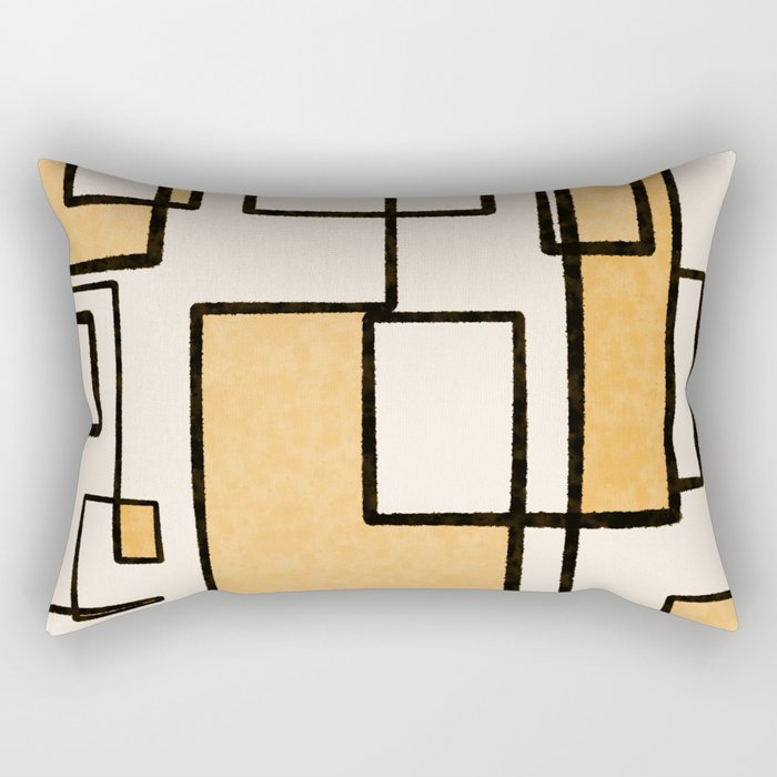Piet Composition in Light Orange - Mid-Century Modern Minimalist Geometric Abstract Rectangular Pillow