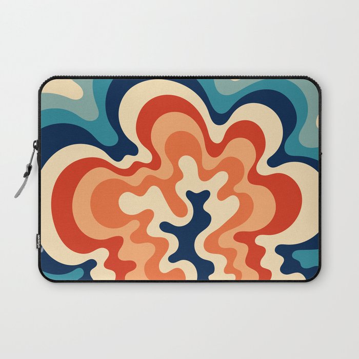 Abstract Blossoming Swirl Art In Retro 70s & 80s Color Palette Laptop Sleeve