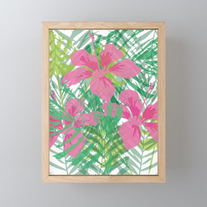 tropical flowers Framed Mini Art Print