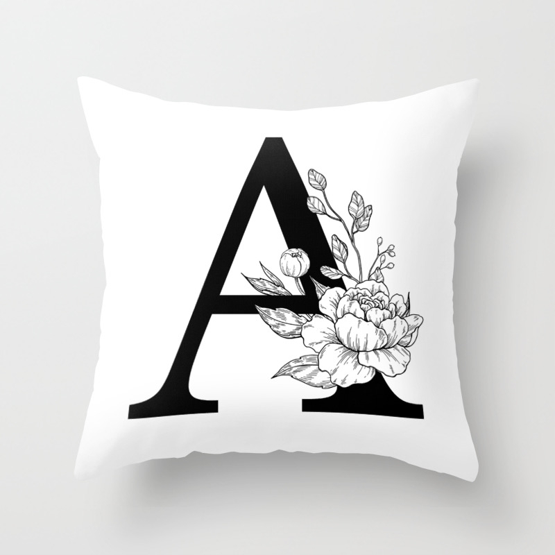 A Botanical Monogram Letter Initial With Peonies Throw Pillow By Epine Society6