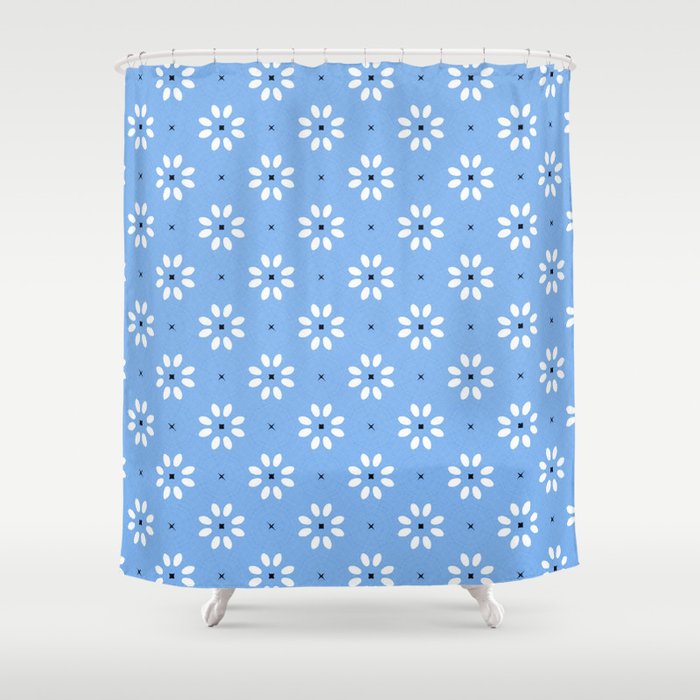 Daisy stitch - blue Shower Curtain