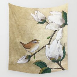 Minhwa: A Wren on the Magnolia Wall Tapestry