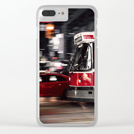 Red buses street Clear iPhone Case
