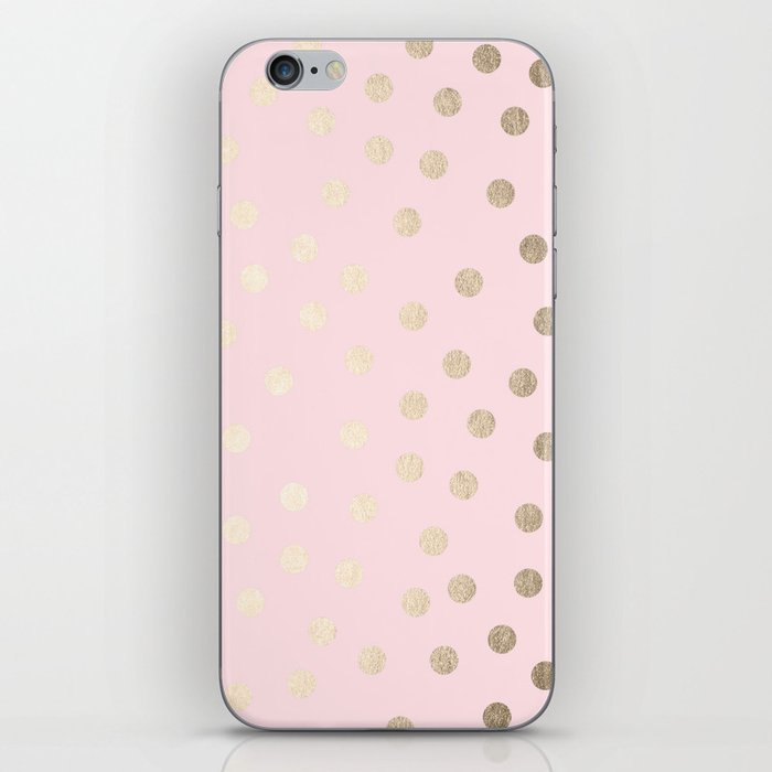 Dots White Gold Sands on Flamingo Pink iPhone Skin