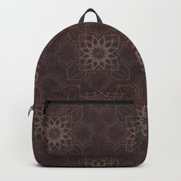 Geometric Floral Pattern in a Subdued Burgundy with Hints of Green Undertones Backpack