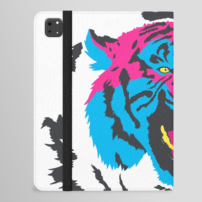 Pink and Blue Tiger iPad Folio Case