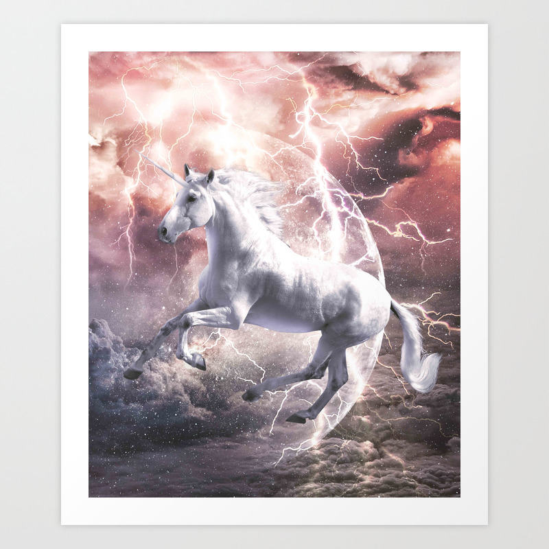 Epic Lightning Unicorn Art Print By Randomgalaxy Society6