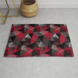 Abstract polygonal pattern.Red, black, grey triangles. Rug