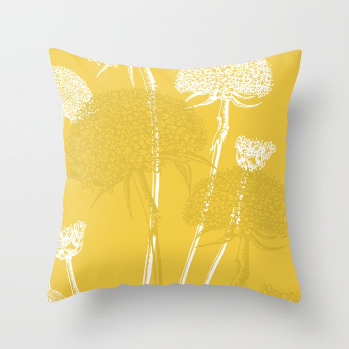 Botanicals Mustard Yellow Throw Pillow By Colorarts Society6