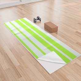 [ Thumbnail: Light Green and Mint Cream Colored Stripes Pattern Yoga Towel ]