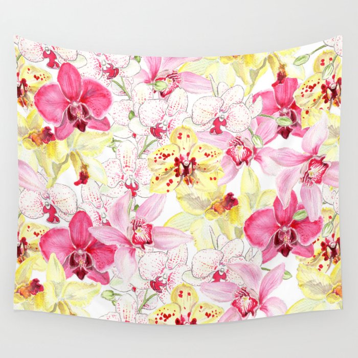 orchid pattern Wall Tapestry