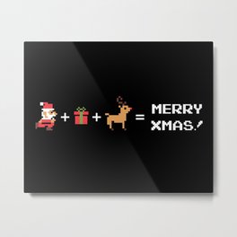 merry christmas pixel retro video game Metal Print | Xmas, 8Bits, Drawing, Christmas, Game, Merry, Santa, Retro, Holidays, Claus 