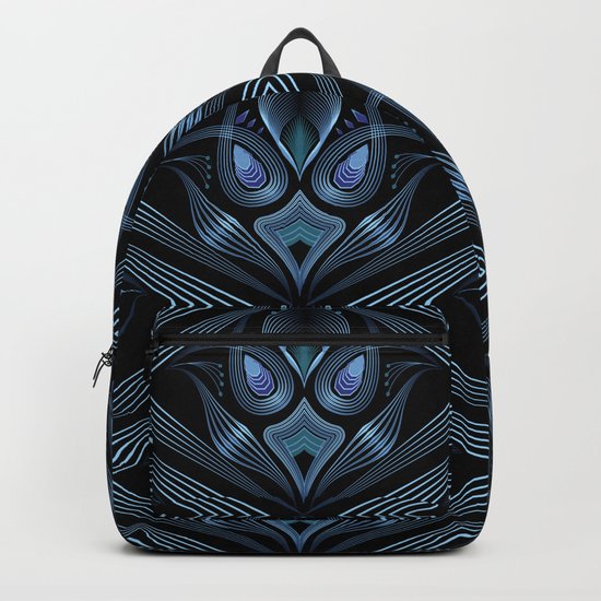 Art Deco 37. Black-blue satin . Backpack