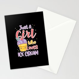Girl Who Loves Ice Cream Stationery Card