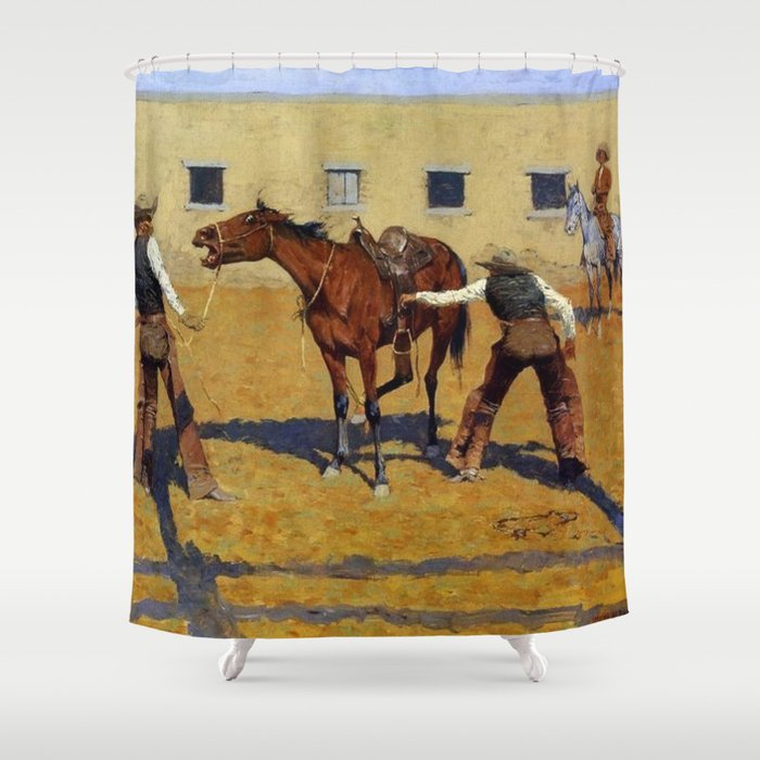 Frederic Remington Western Art “His First Lesson” Shower Curtain