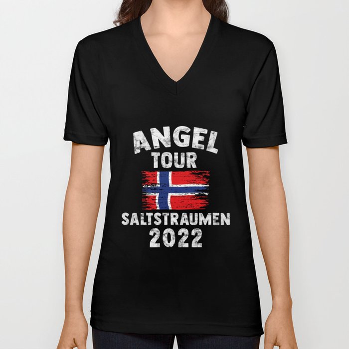 Saltstraumen 2022 - Angel Tour nach Norwegen mit Flagge V Neck T Shirt