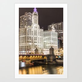 Chicago at night Art Print