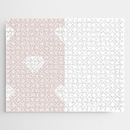 White Diamond Lace Vertical Split on Pastel Pale Pink Jigsaw Puzzle