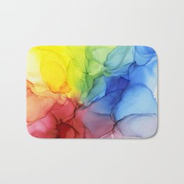 Flowing Rainbow Ink Ethereal Abstract Painting Bath Mat